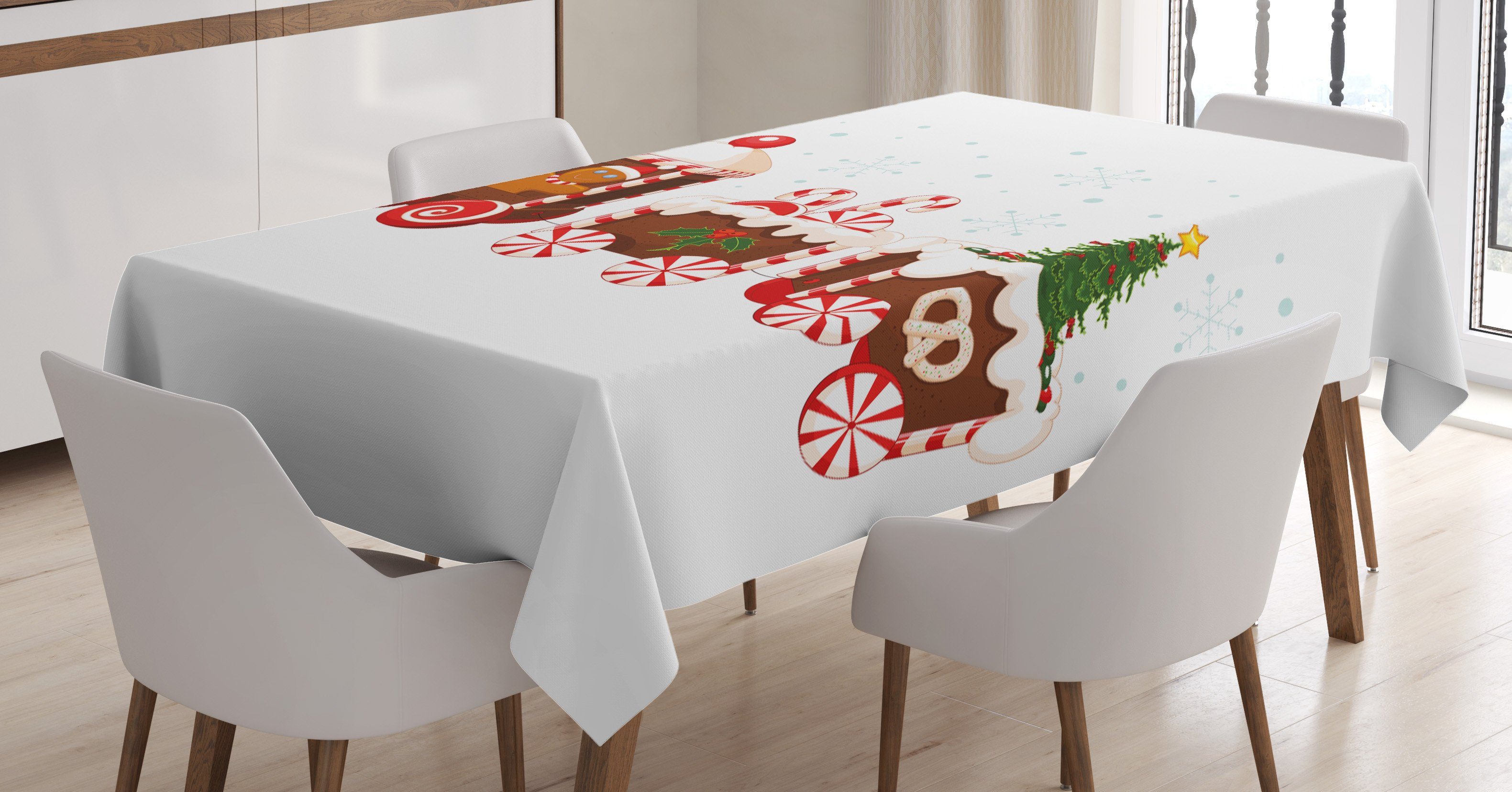 Waschbar den geeignet Abakuhaus Bereich Tischdecke Für Lebkuchen-Zug Weihnachten Außen Farben, Farbfest Klare