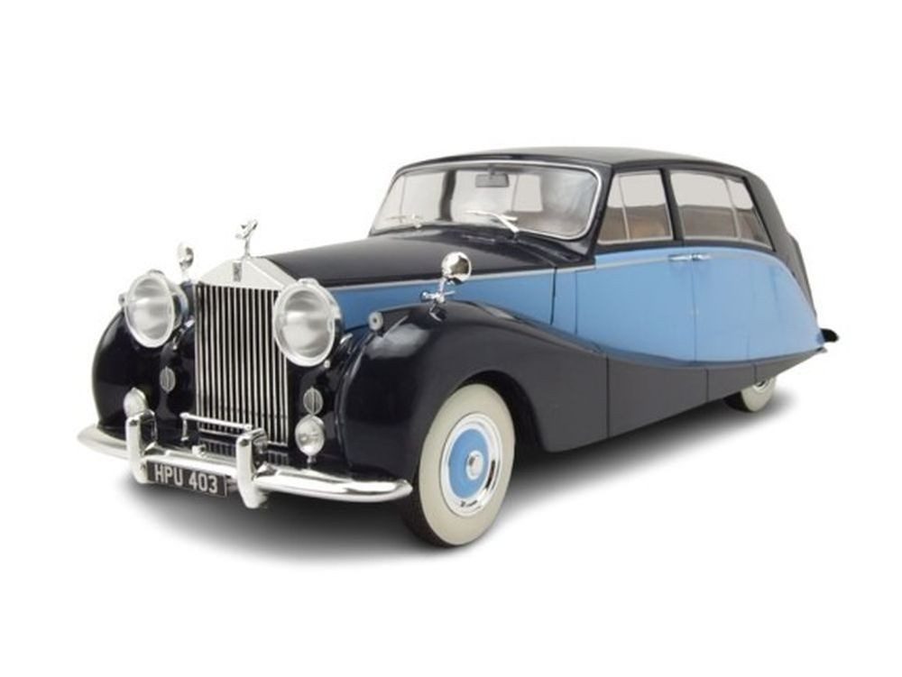 MCG Modellauto Rolls Royce Silver Wraith Empress Hooper RHD 1956 schwarz hellblau, Maßstab 1:18