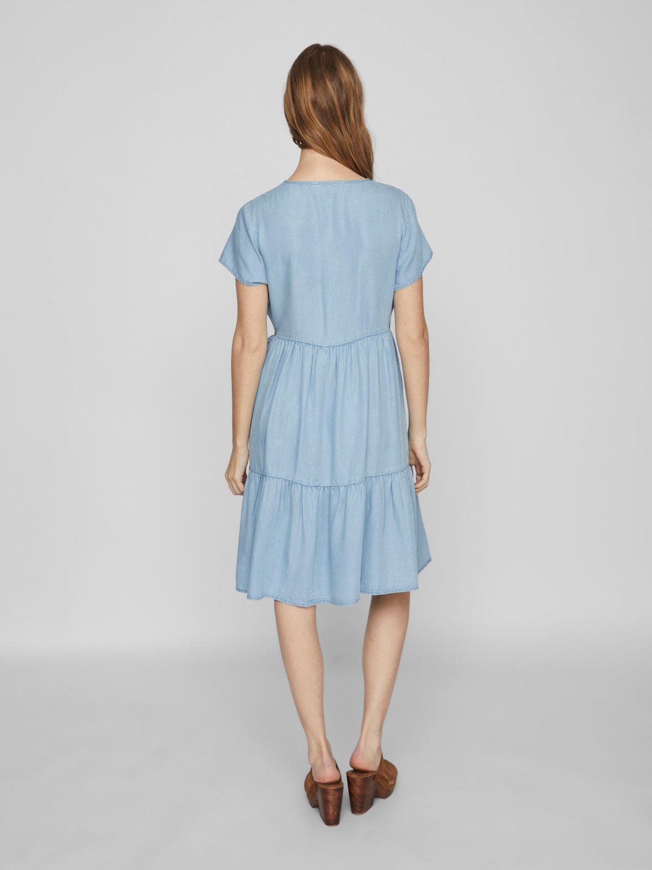 Vila Shirtkleid (lang) Mini in ONLCARLY Blusen Hellblau Dress Wickelkleid Kurzarm 5734