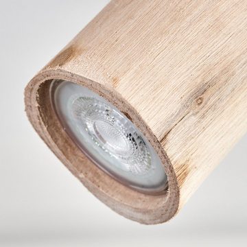 hofstein Deckenleuchte moderne Deckenlampe skandinavisches Design aus Metall/Holz in Schwarz, ohne Leuchtmittel, Leuchte m. verstellbaren Schirmen aus Holz, 3xGU10, ohne Leuchtmittel