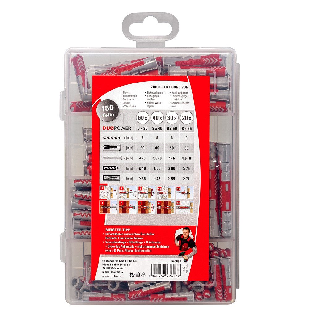 fischer Dübel-Set Meister-Box DUOPOWER kurz/lang, (150-tlg)