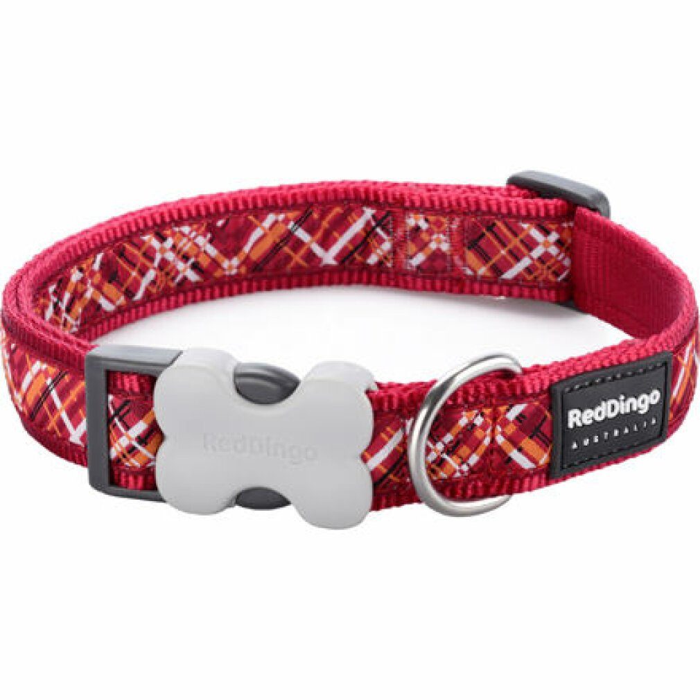 Red Dingo Hunde-Halsband Halsband RD 15 mm x 24-36 cm - Flanno Rot