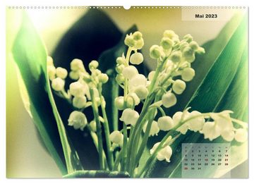 CALVENDO Wandkalender Blüten im Retro-Style (Premium, hochwertiger DIN A2 Wandkalender 2023, Kunstdruck in Hochglanz)