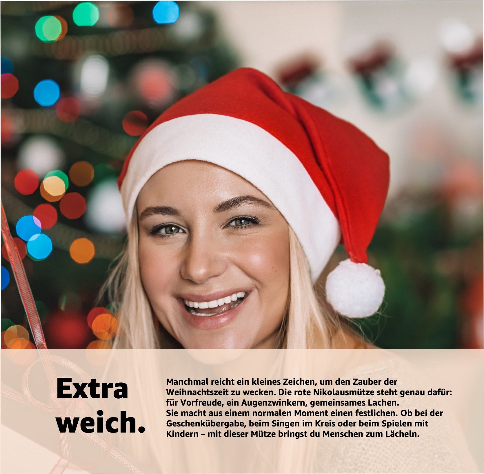 happymas Bommelmütze 4er Weihnachtsmütze rot - unisex Größe - Nikolausmütze günstig online kaufen