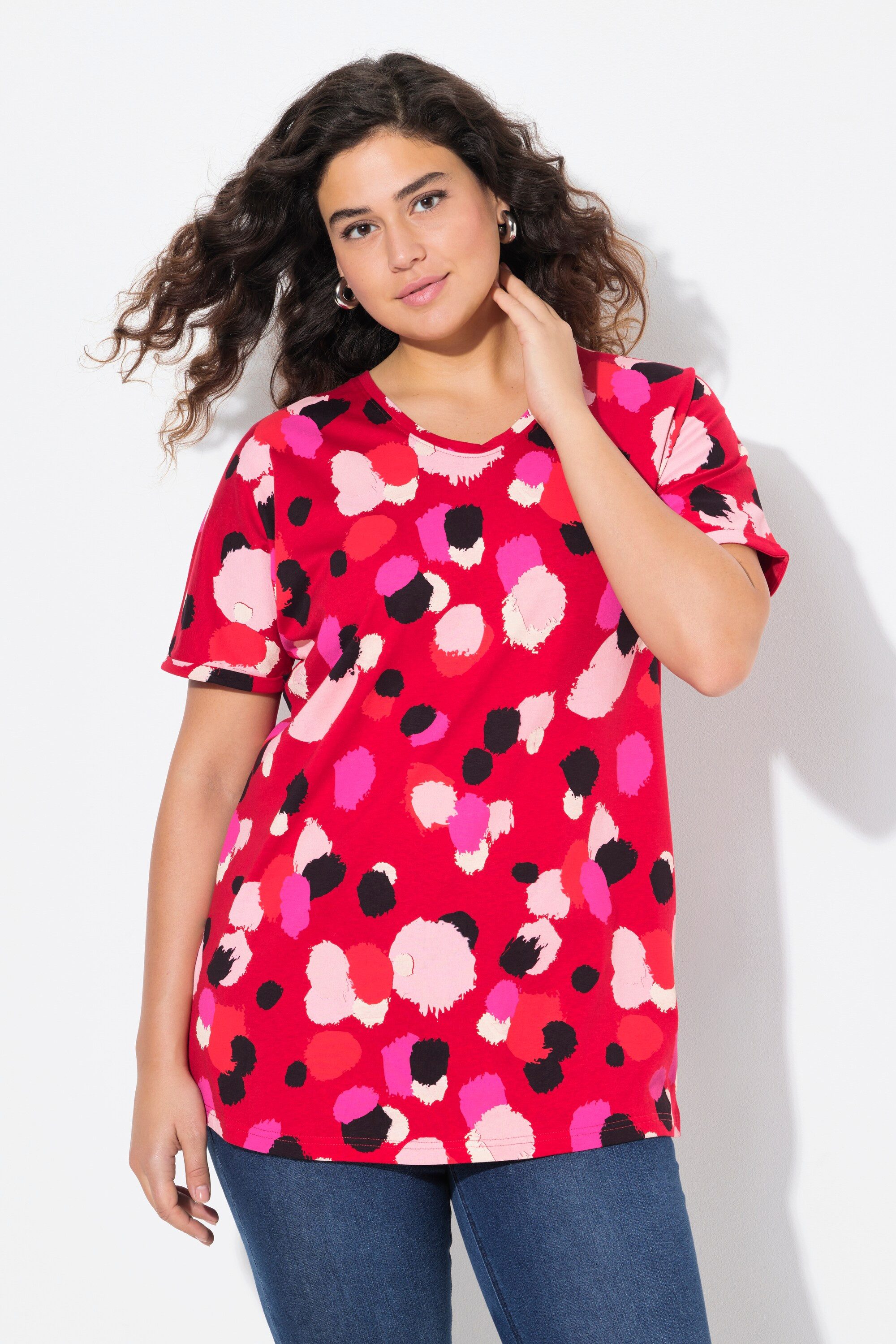 Ulla Popken T-Shirt T-Shirt Tupfen oversized günstig online kaufen