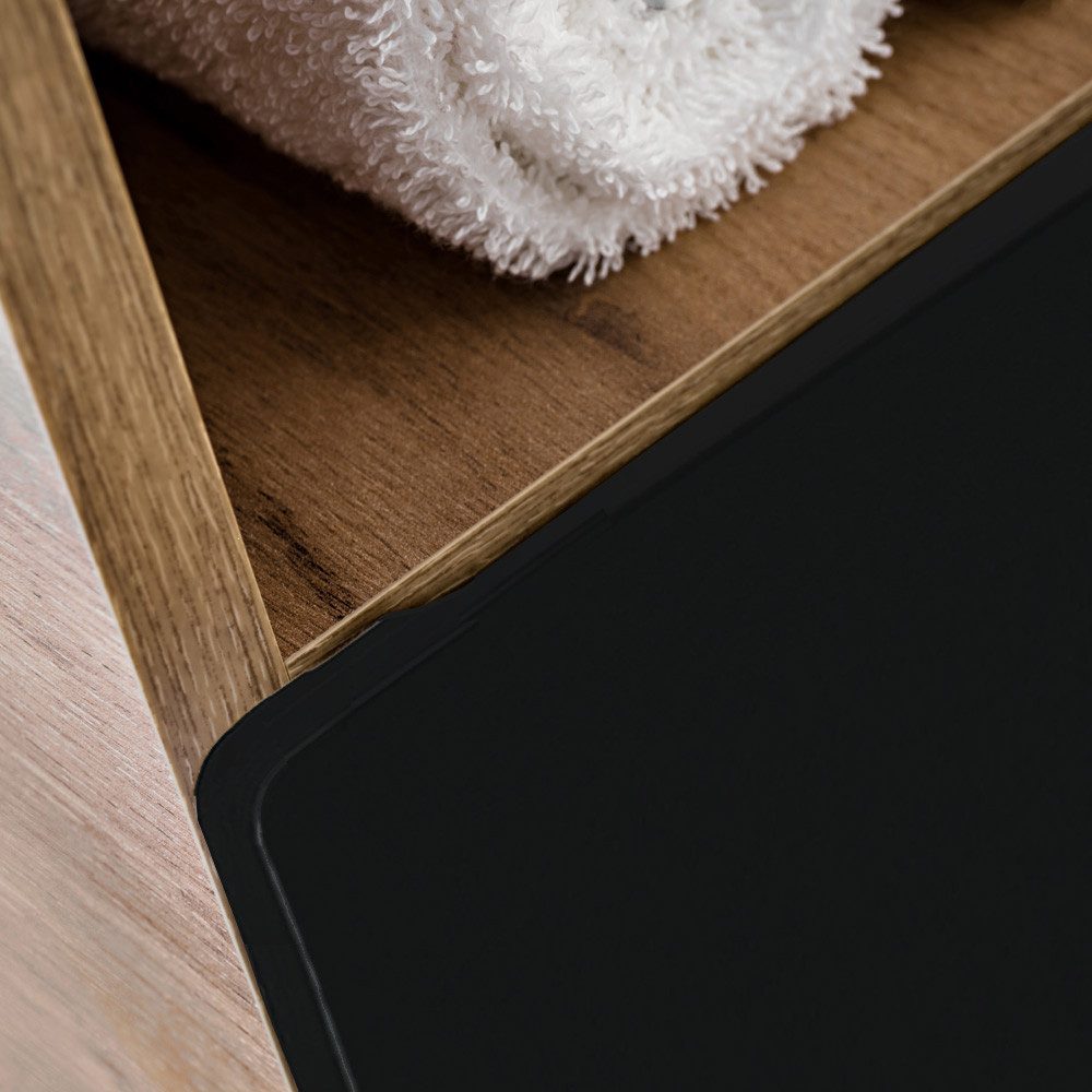 Lomadox Hochschrank NEW-LUTON Badezimmer in seidenmatt anthrazit mit Wotan Eiche Nb., 35/170/32 cm