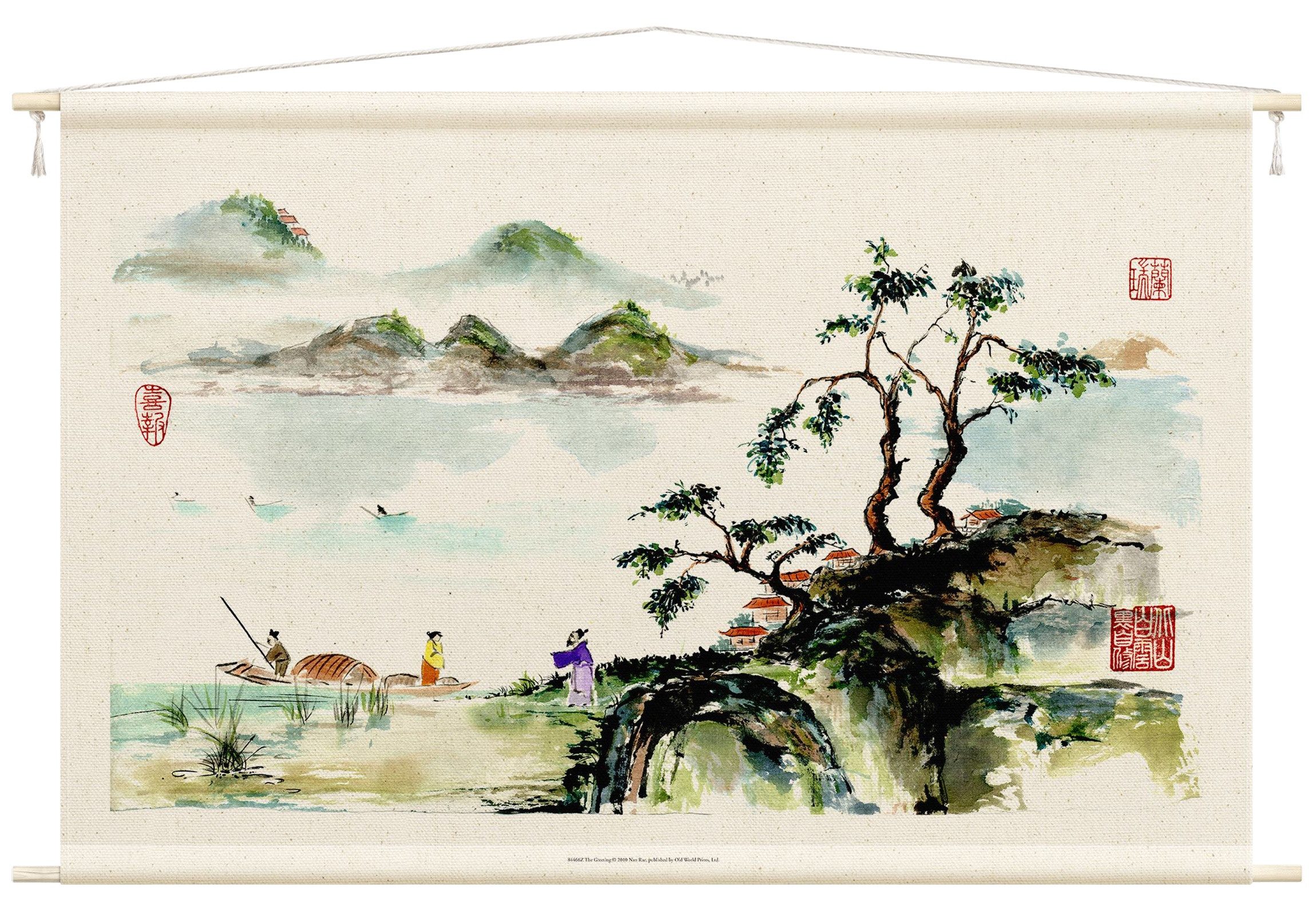 Bilderdepot24 Wandteppich modern Vintage Aquarell Natur weiss, rechteckig, Höhe: 2.6 mm, großes Wandbild aus Natur-Baumwolle Wandbehang Stoffbild Tuch Wollseil