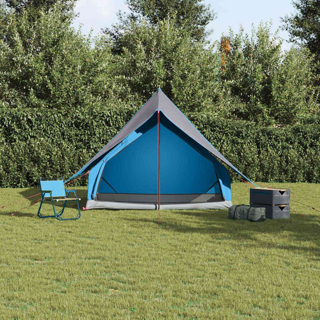 furnicato Faltzelt Familienzelt 220x220x184 cm Blau-Grau, (1 tlg), Klappbares Campingzelt mit Luftentlüftung und inkludierter Tragetasche