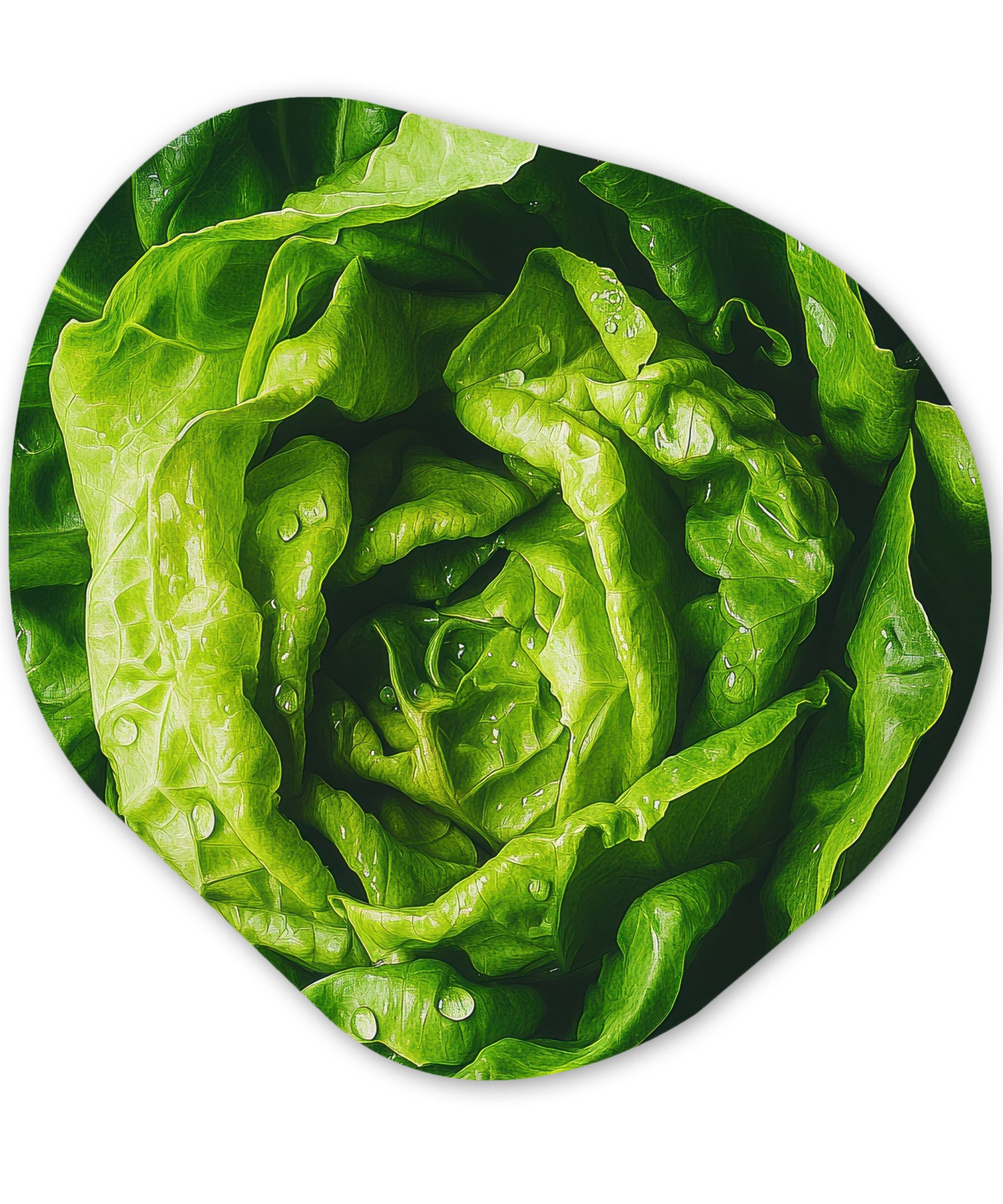 MuchoWow Gemälde Gemüse - Kopfsalat - Grün, Fotodruck (1 St), Wandbild Abstrakt, Wohnzimmer Schlafzimmer Wanddekoration, 40x40 cm