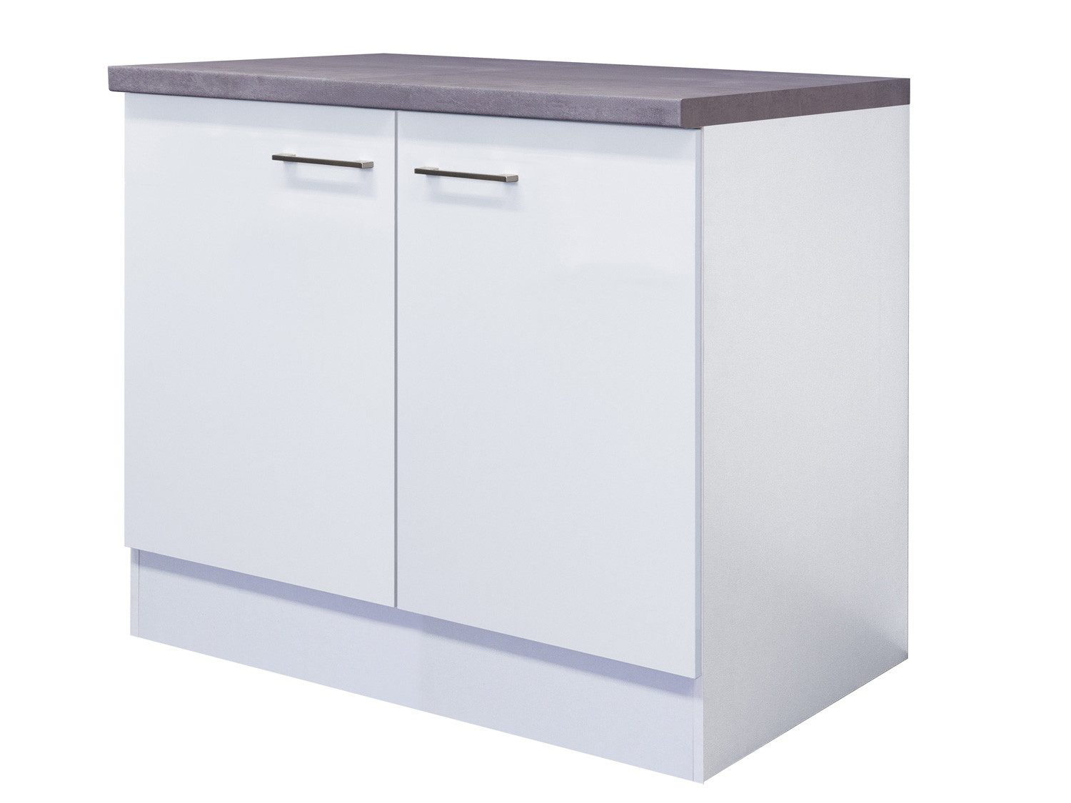 Flex-Well Spülenunterschrank Spülenunterschrank mit Arbeitsplatte - 100 cm breit - Weiß – Nawa