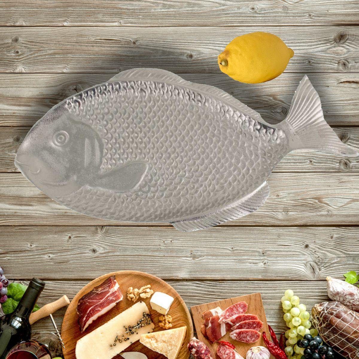 Fisch, Schale Aluminium, 440s 440s Dekoobjekt silber-farben