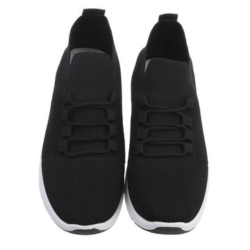 Ital-Design Damen Low-Top Freizeit Sneaker Flach Sneakers Low in Schwarz