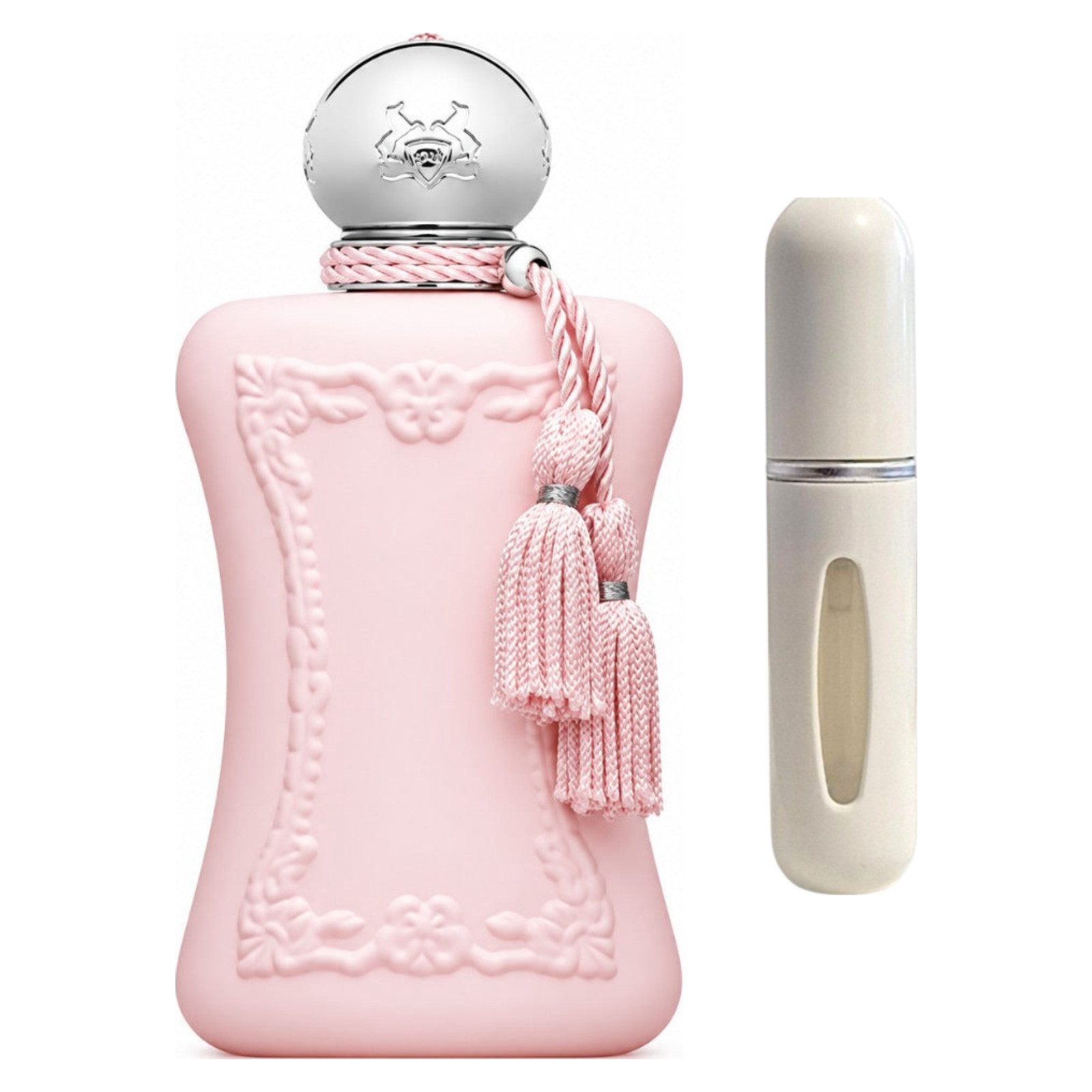 parfums de marly Duft-Set Delina EDP – Blumig Fruchtig + Parfümzerstäuber (leer)