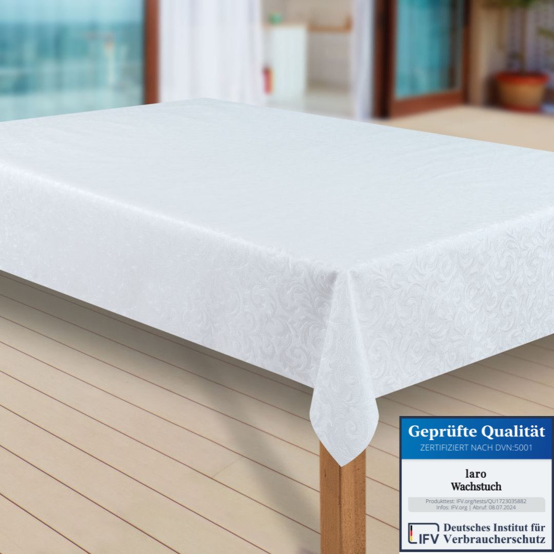 laro Tischdecke Wachstuch-Tischdecken Abwaschbar Flora Weiss rechteckig günstig online kaufen