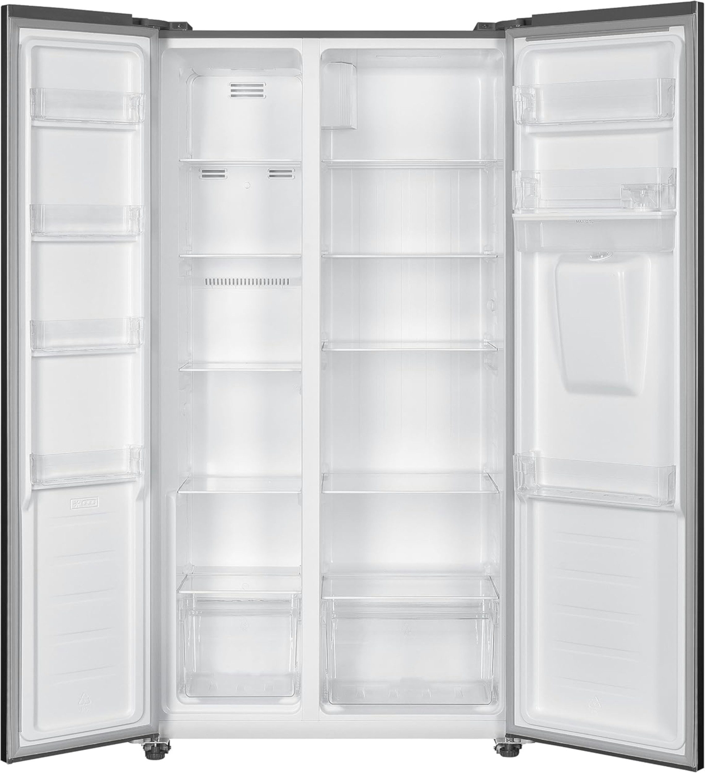 PKM Side-by-Side PKM SBS450NFDWDEIX, 177 cm hoch, 91 cm breit, NoFrost, Wasserspender, LED-Beleuchtung, Holiday-Modus