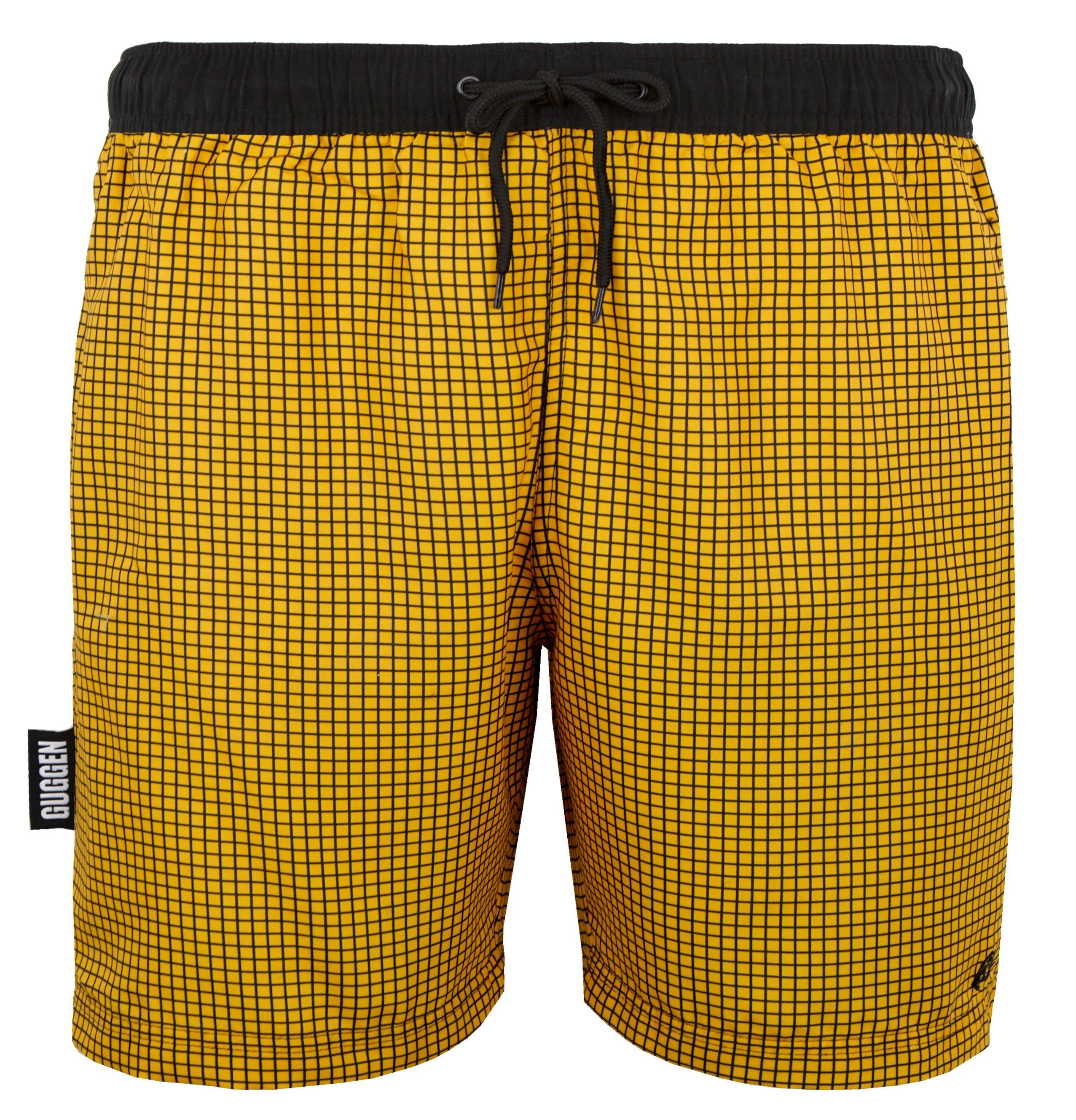 Herren Style6 GUGGEN Badehose Muster kariertes Mountain Männer Kordelzug mit Badeshorts Schnelltrocknende Badehose Badeshorts Lemon