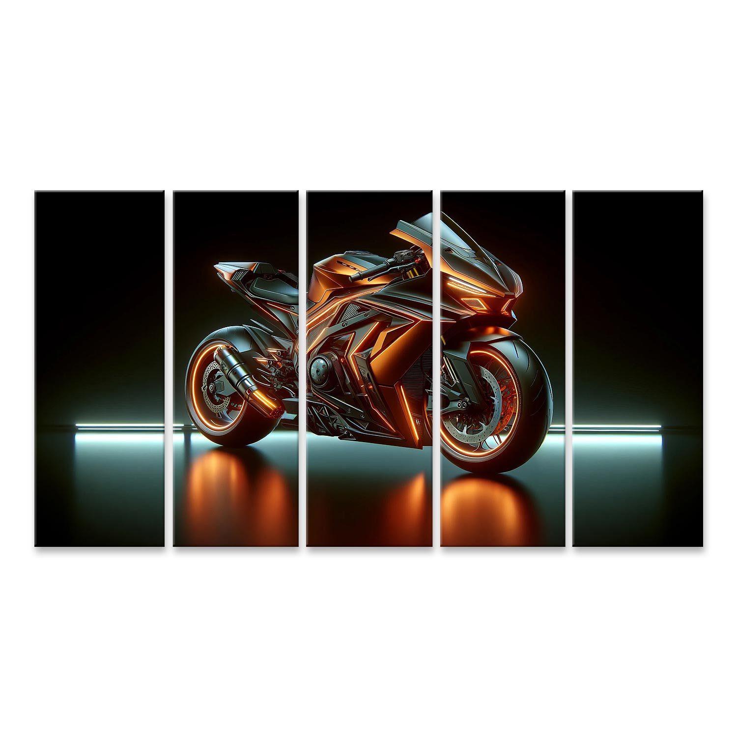 islandburner Wandbild Hochwertiges XXL Leinwandbild "Futuristisches Sportmotorrad"