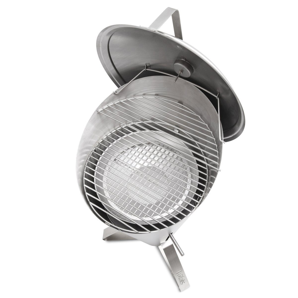 höfats Holzkohlegrill CONE, Grill und Feuerkorb mit Deckel und Thermometer, stufenlose Regulierung der Hitze und Luftzufuhr, Grillen auf zwei Ebenen, Design-Grill aus Edelstahl, 60 x 60 x 105 cm