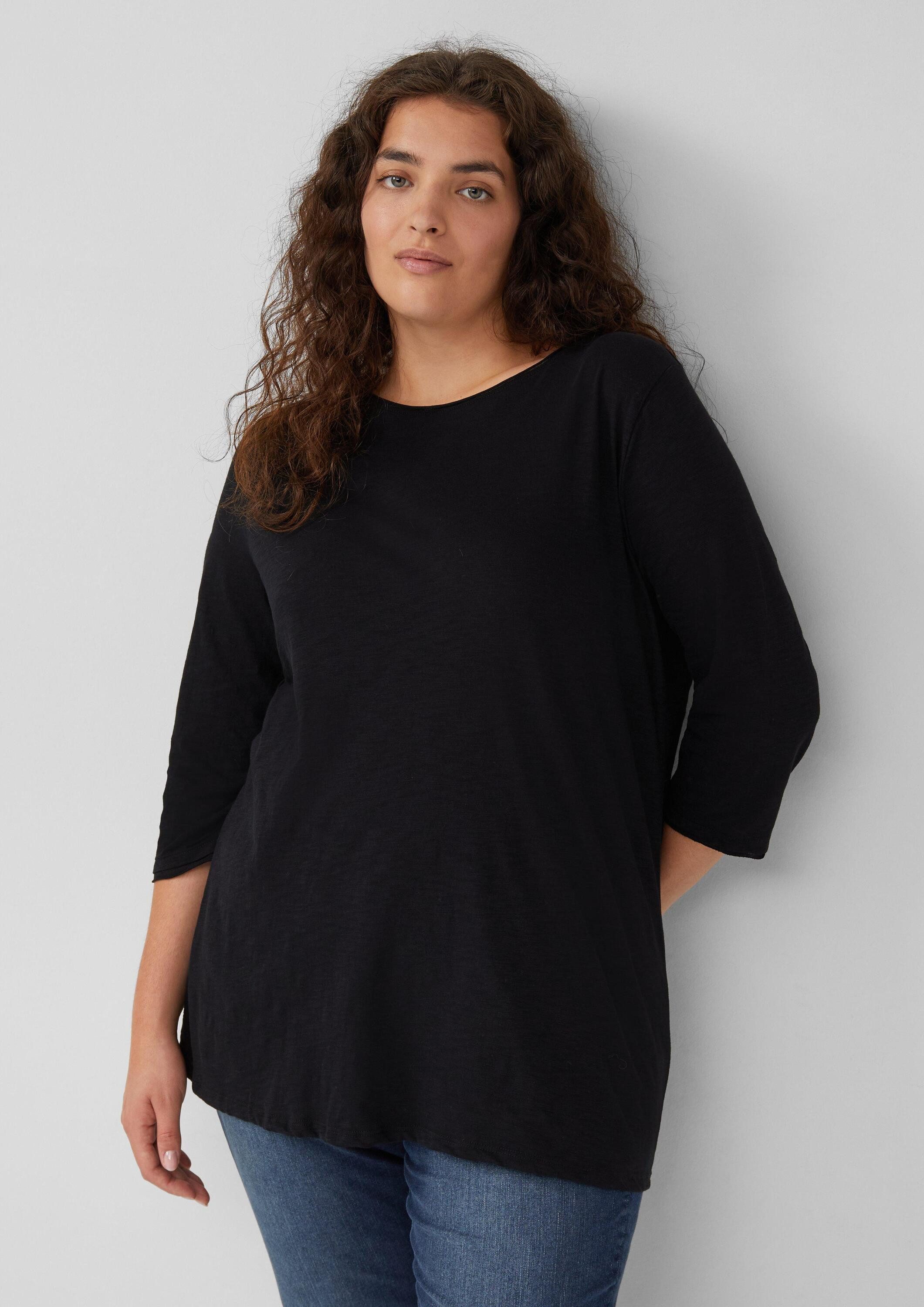 s.Oliver 3/4-Arm-Shirt T-Shirt Shirt mit Flammgarnstruktur und 3/4-Ärmeln günstig online kaufen