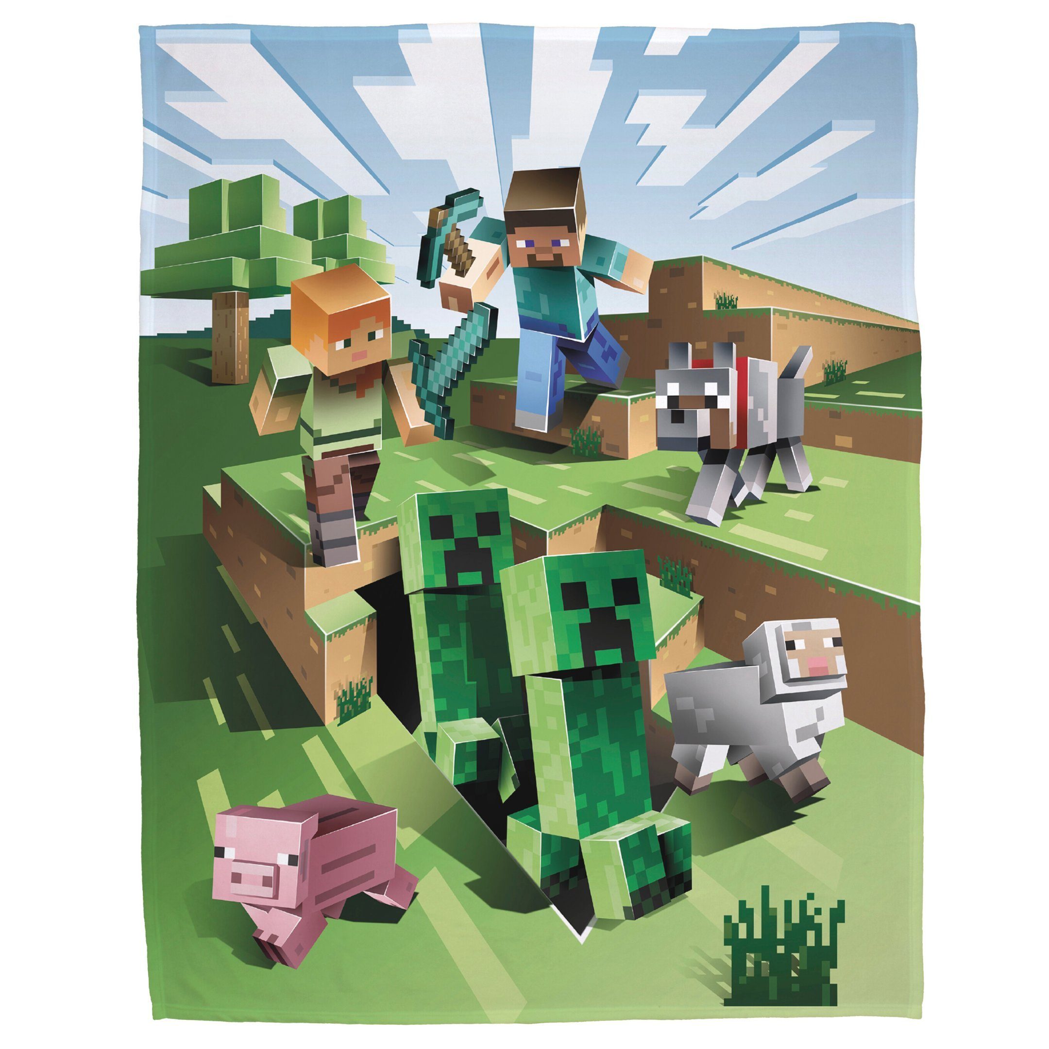 Wohndecke Minecraft 160x200 cm, Sofadecke für Gaming Fans der Spielkonsole, MTOnlinehandel, Fleece-Decke, Überwurf, kuschelweich, passend zur Постільна білизна