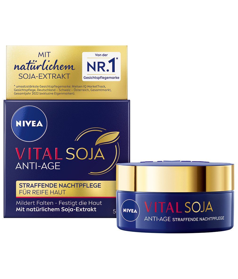 Nachtcreme Vital Soja Anti-Age straffend für Reife Haut Anti-Falten 50ml