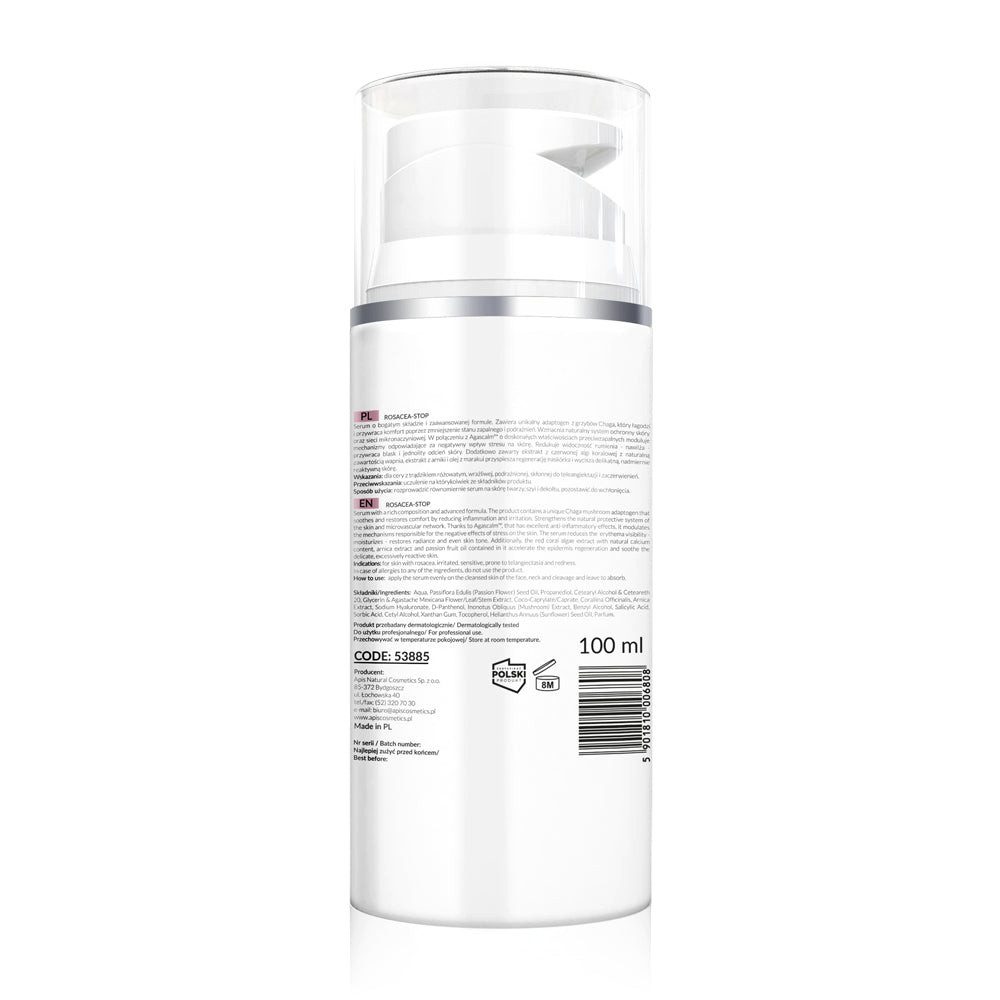 Apis Natural Cosmetics Anti-Falten-Serum APIS ROSACEA-STOP Serum reduziert Rötungen, Anti-Aging, 100ml