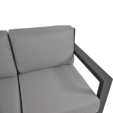 GMD Living Gartenlounge-Set GIORGO, (Loungeset, 4-tlg., bestehend aus 2 Sessel, 1 Sofa & 1 Tisch inkl. Polsterkissen), 5mm Keramik Glastischplatte, Otudoorgeeignet