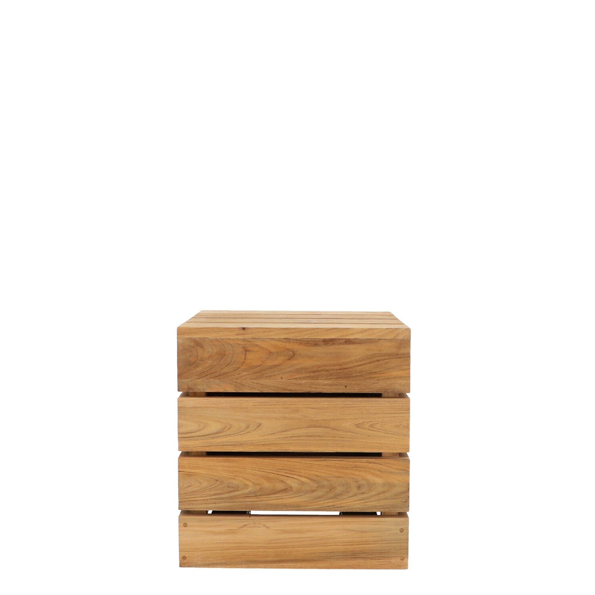 jankurtz Beistelltisch Move aus recyceltem Teakholz, 43 cm, mit Rollen