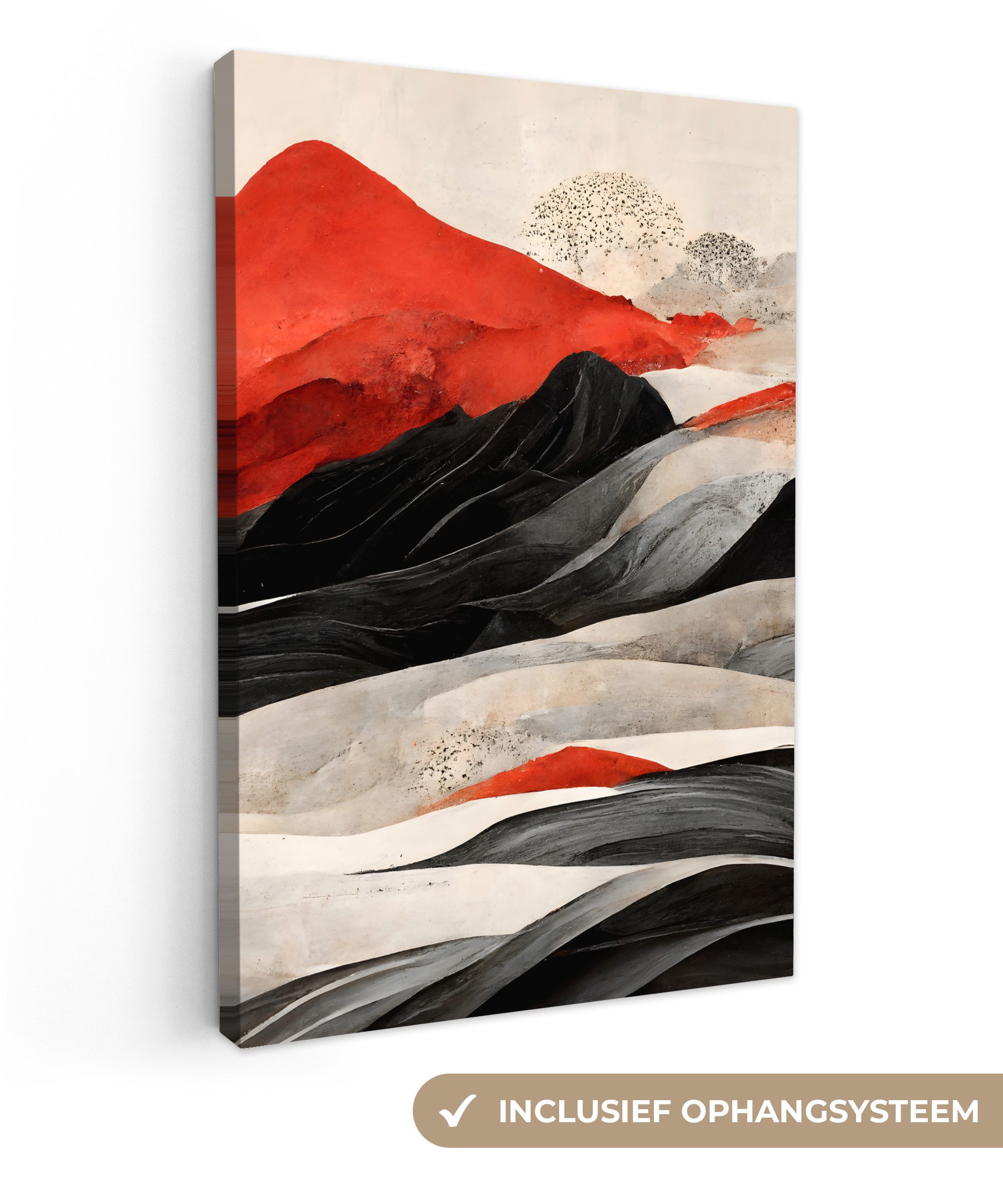 OneMillionCanvasses® Leinwandbild Kunst - Berge - Rot - Weiß - Schwarz, Fotodruck (1 St), Leinwand Canvas Wandbild, Wanddekoration 20x30 cm. Reduzierter Preis € 19,35. Unverbindliche Preisempfehlung € 28,00, (€ 19,35 pro 1 Stk)