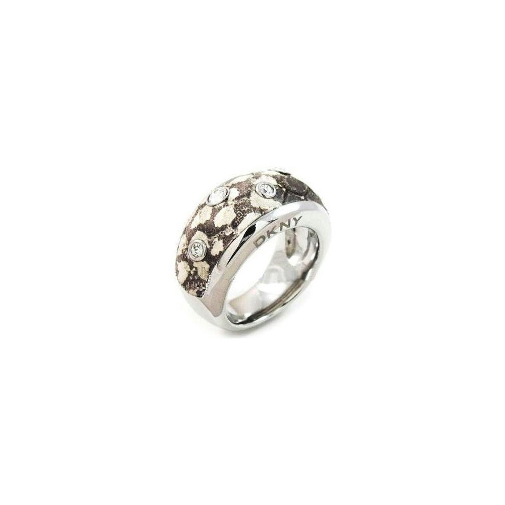 DKNY Fingerring Damen, aus Edelstahl, Zirkonia, Silber, Gr. 52 (16,5mm)