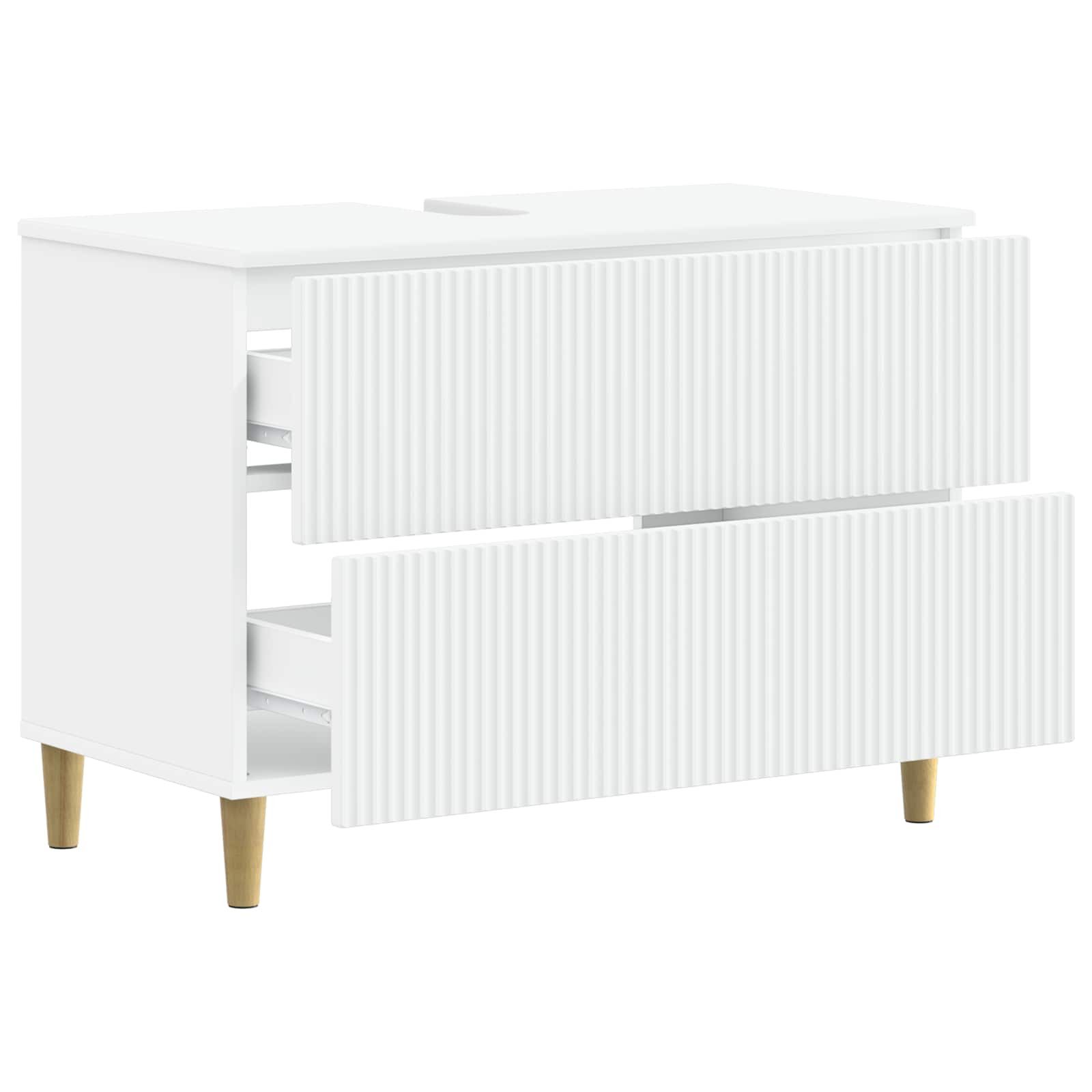 vidaXL Badezimmer-Set Waschbeckenschrank ARNHEM Weiß 82 x 41 x 59 cm Holzwerkstoff – Bild 3 von 5