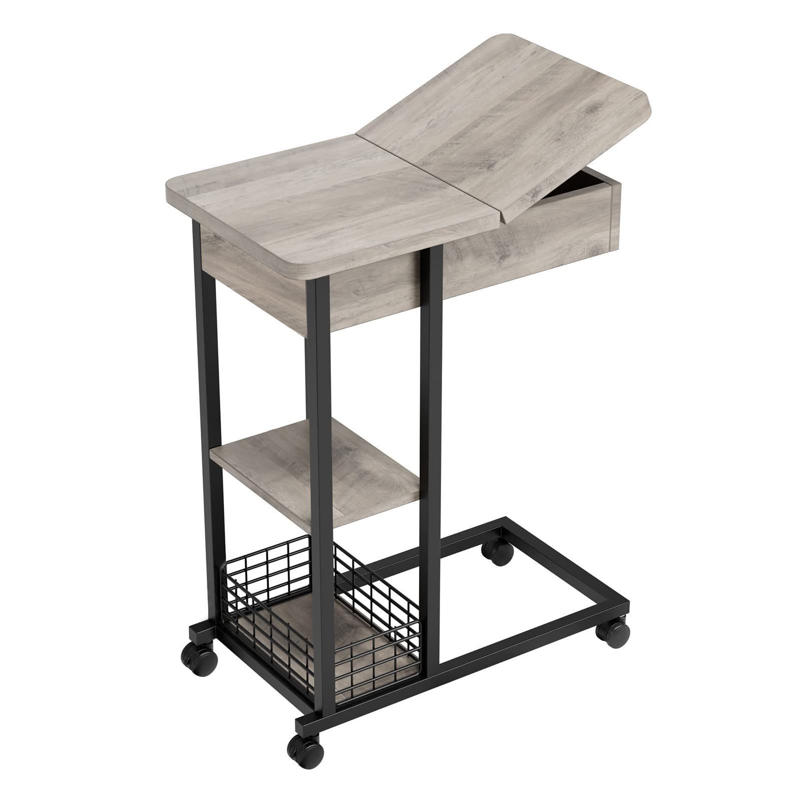 GarveeMore Beistelltisch Beistelltisch C Form, Nachttisch mit Rollen Sofati günstig online kaufen