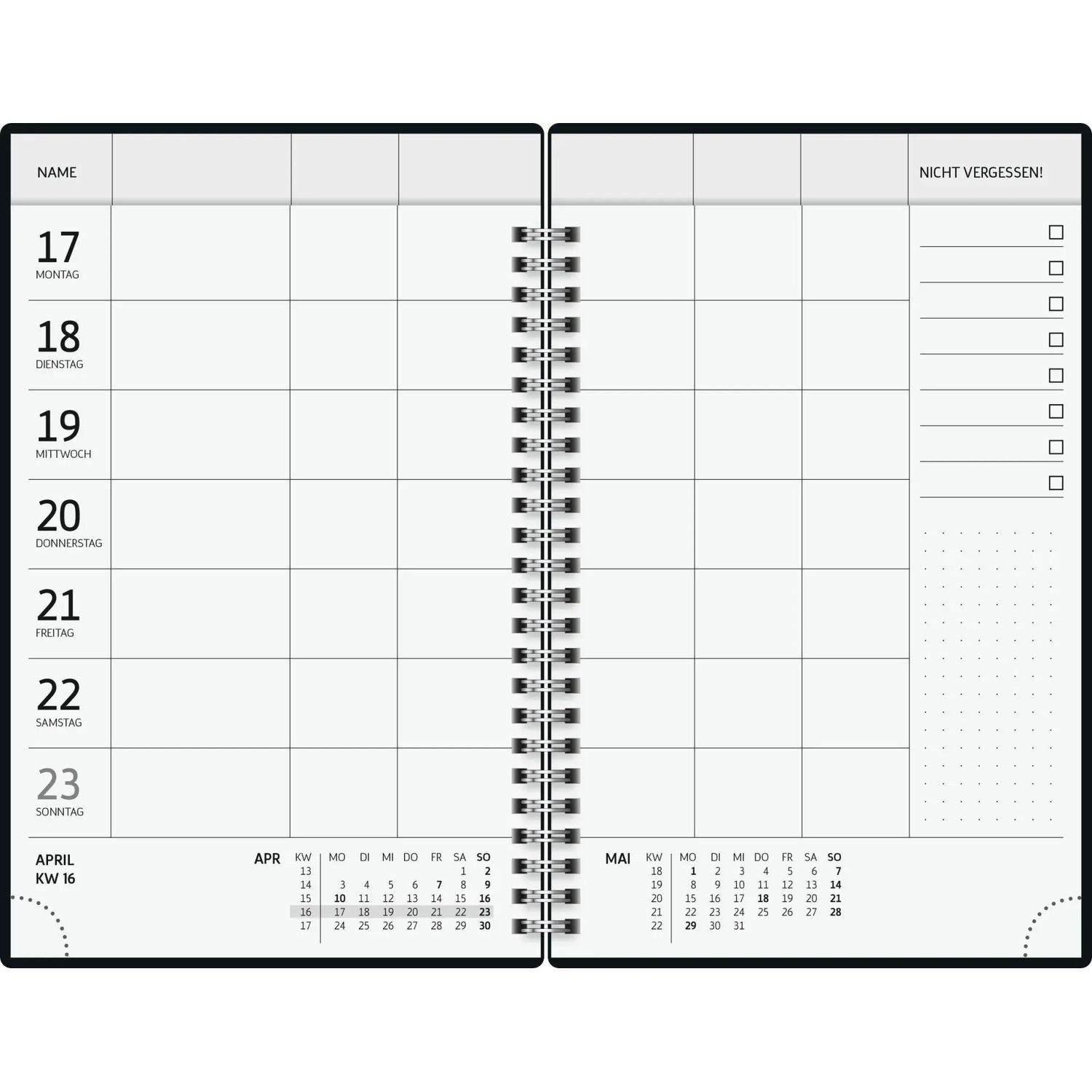 Baier & Schneider Familienkalender BRUNNEN 1070291017 Buchkalender Familienplaner 2027 "Gold-Punkte"...