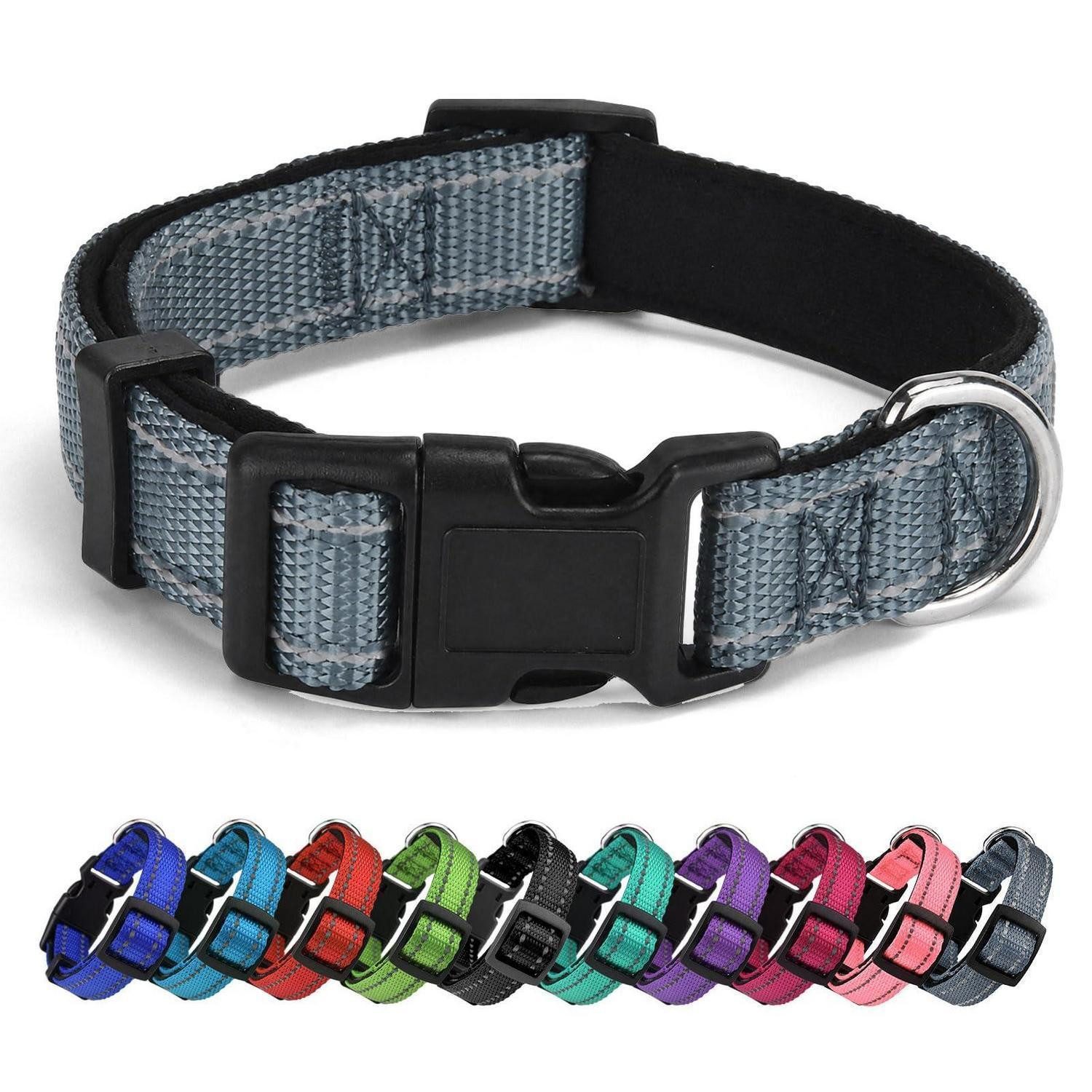 LuxusKollektion Hunde-Halsband Hundehalsband Nylon verstellbar Flint grau