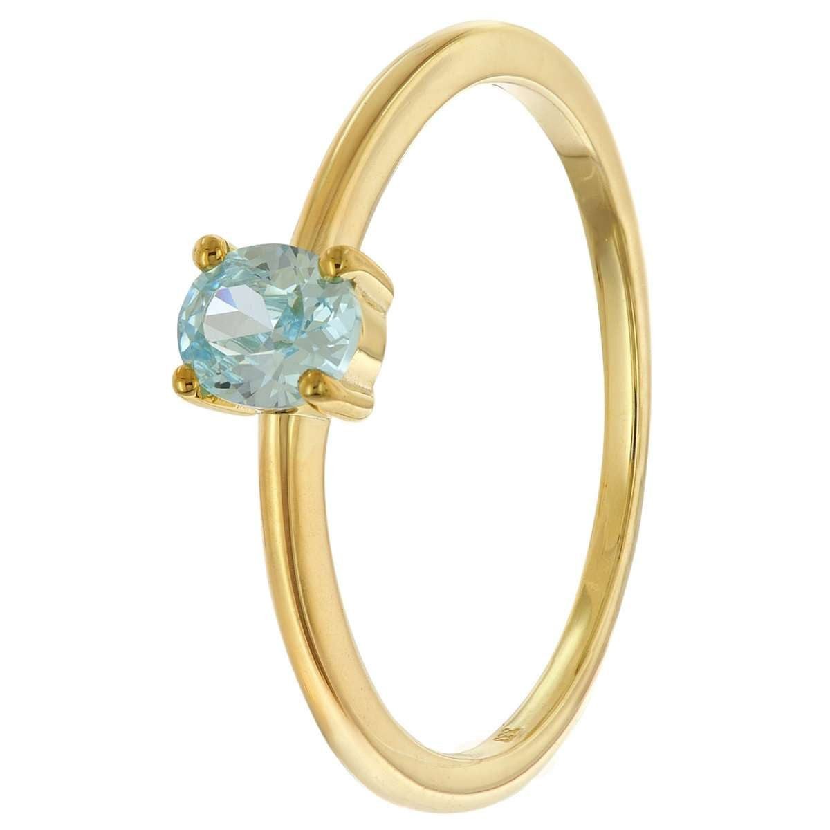 trendor Solitärring 21370-03, Damenring 333 Gold (8k) Ovaler Zirkonia Hellblau