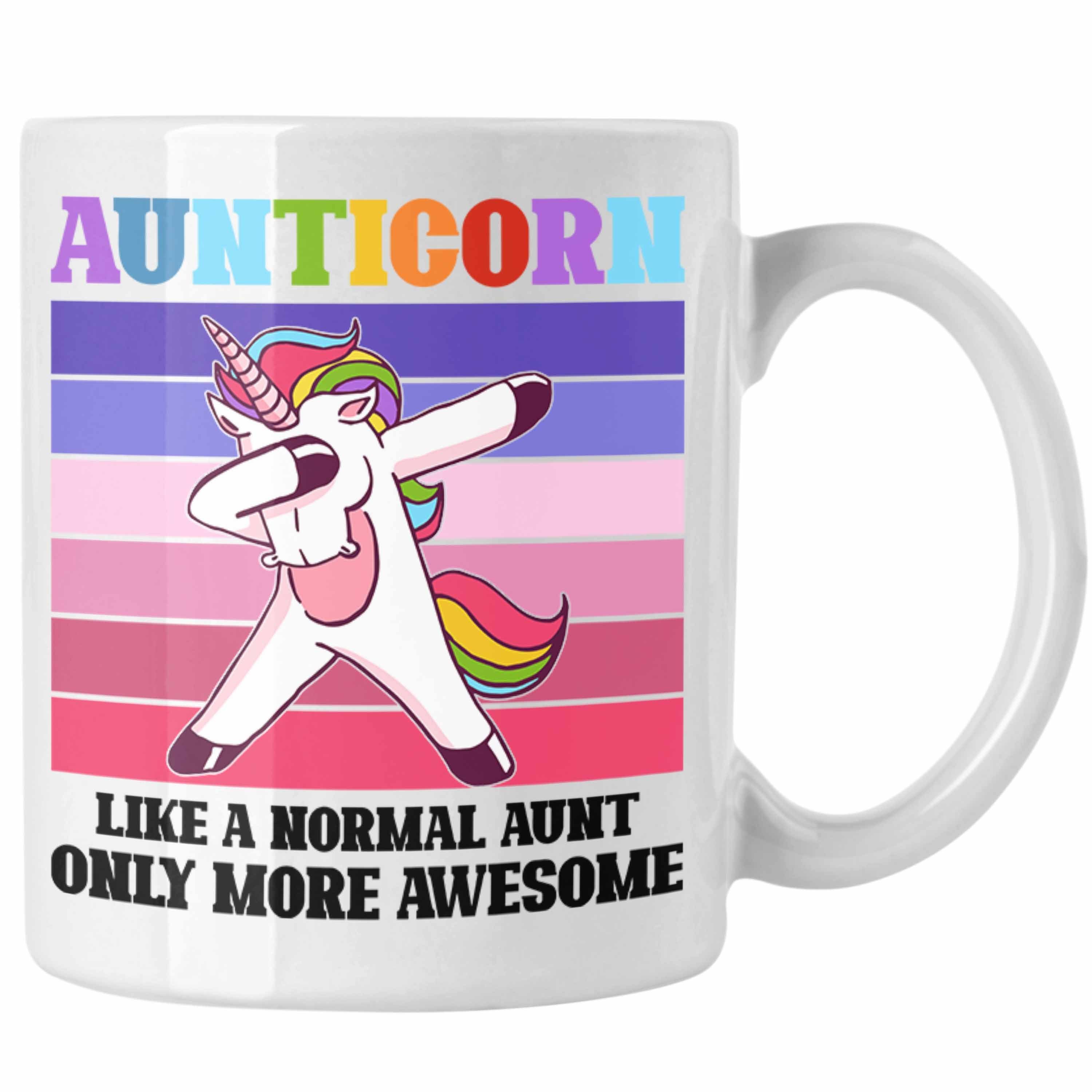 Trendation Tasse Trendation - Tante Geschenk Tasse Lustiger Spruch Aunticorn Geschenkidee für Beste Tante Weiss