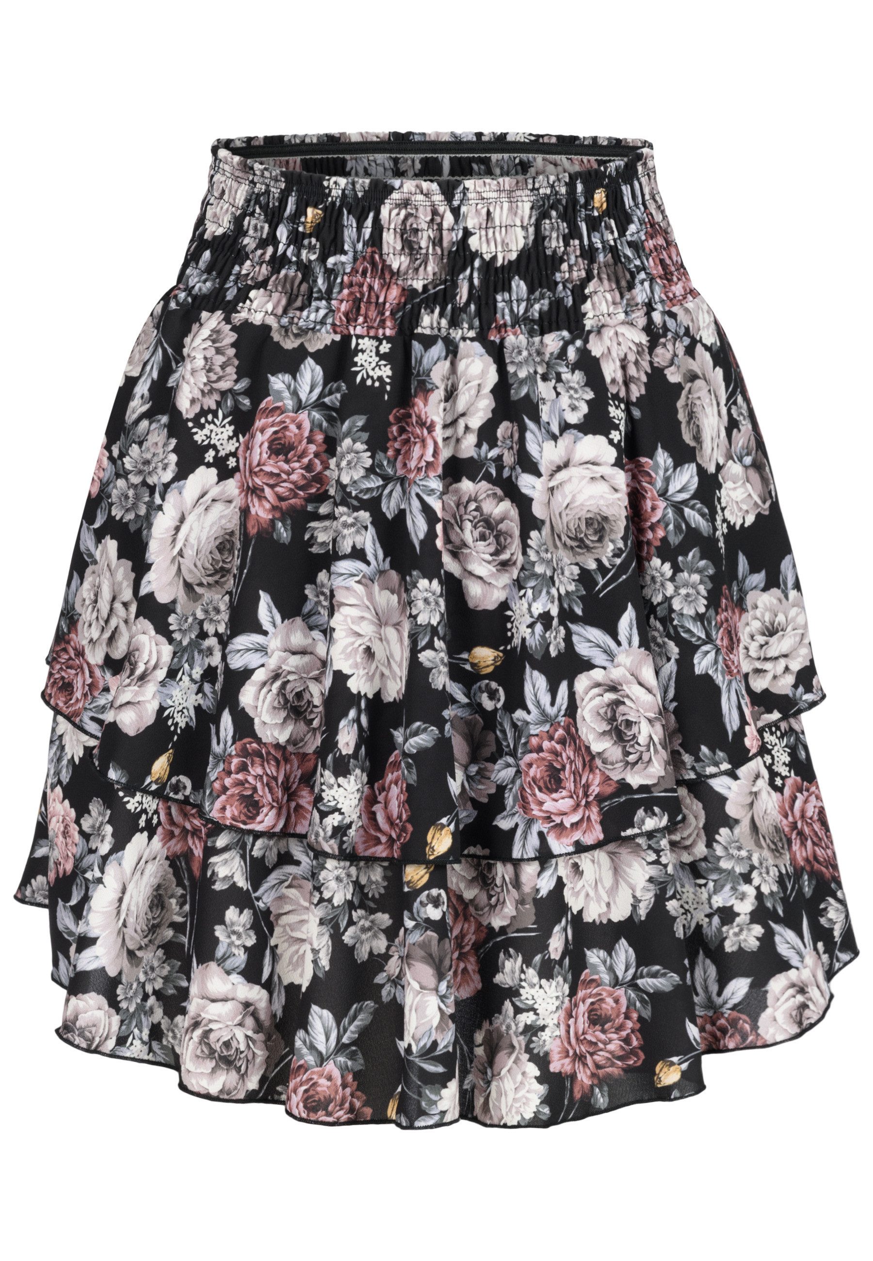 CLOUD 5IVE Sommerrock CLOUD 5IVE Tiered Mini Skirt wit flower aop (1-tlg)