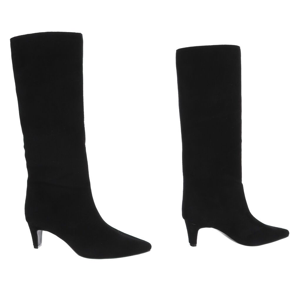 Ital-Design Damenstiefel mit Absatz und hohem Schaft Stiefel (92392500) Pfennig-/Stilettoabsatz Stiefel in Schwarz – Bild 4 von 5