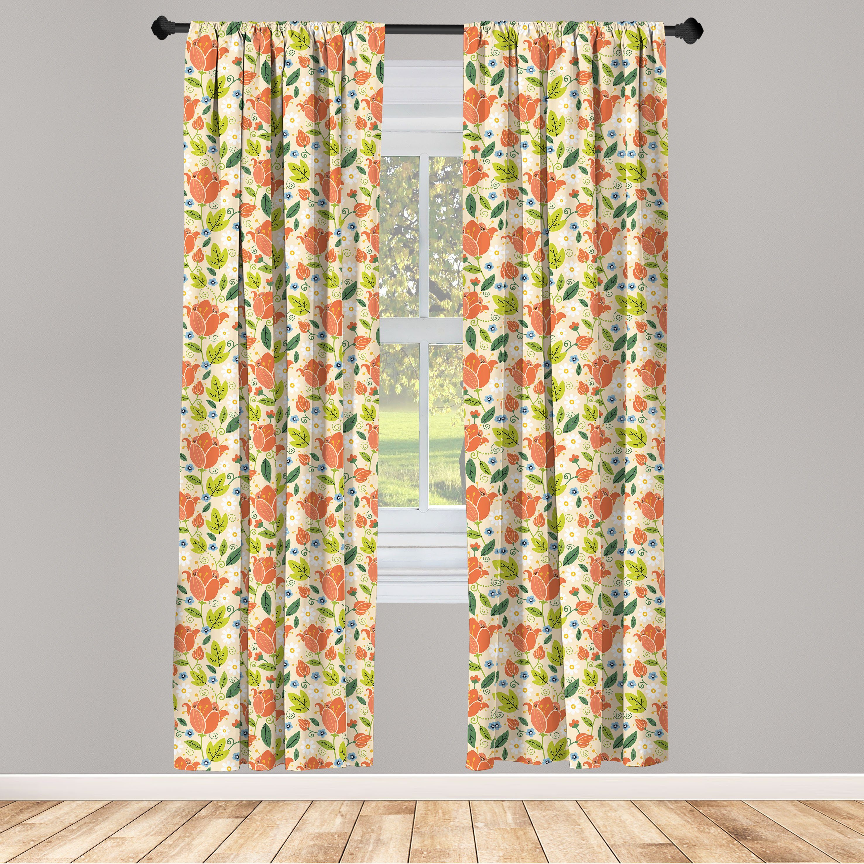 Gardine Vorhang für Wohnzimmer Schlafzimmer Dekor, Abakuhaus, Microfaser, Niederländisch Bunte Frühlings-Tulpen
