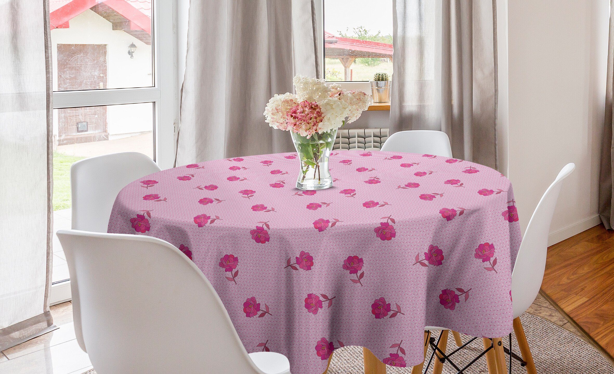 Küche Tischdecke Abdeckung für Gartenkunst Tischdecke Blumen Romantische Abakuhaus Dekoration, Esszimmer Kreis Blooming