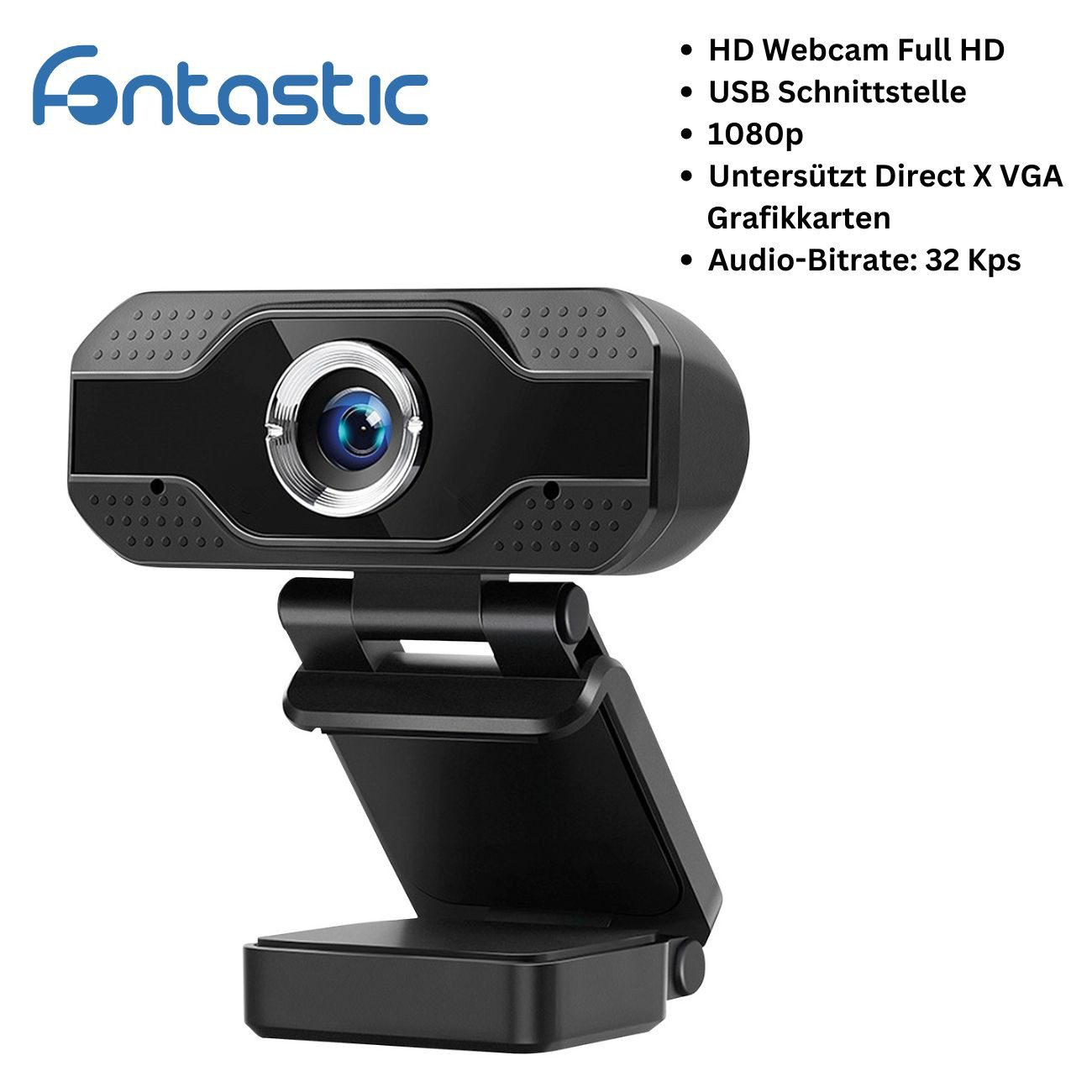 fontastic Webcam 1080P Full HD-Webcam