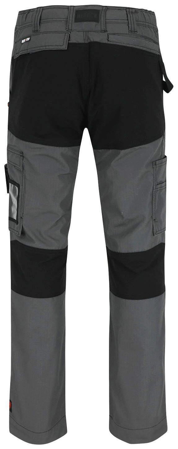 Hector grau Hoses verdeckter Knopf, Multi-Pocket, 4-Wege-Stretch, Arbeitshose verstärkte Herock Knietaschen