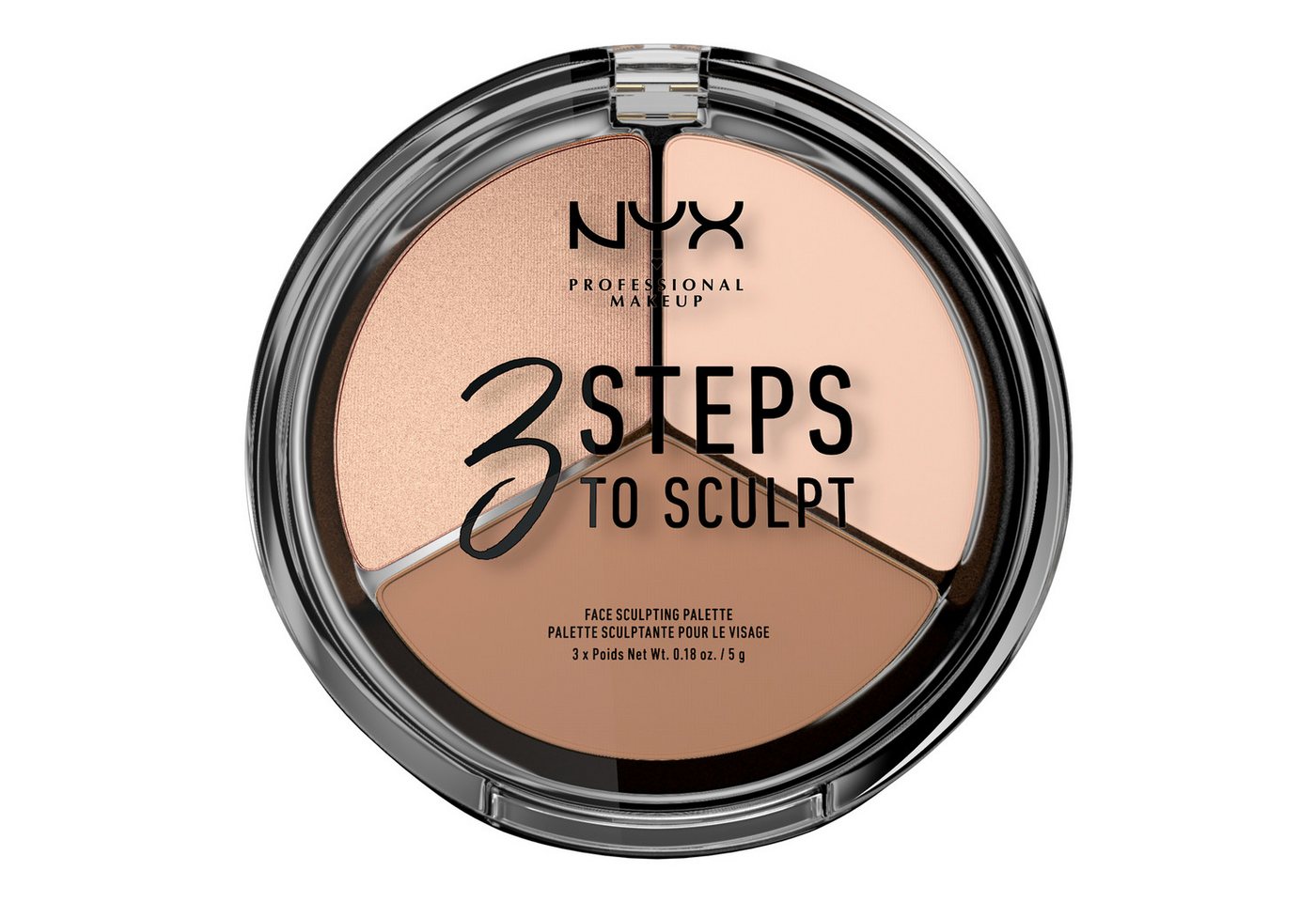 NYX PROFESSIONAL MAKEUP Puder 3 STEPS TO SCULPT, einfaches Contouring und Highlighting, gut verblendbar, cremig.
