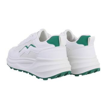 Ital-Design Damen Low-Top Freizeit Sneaker Keilabsatz/Wedge Sneakers Low in Weiß