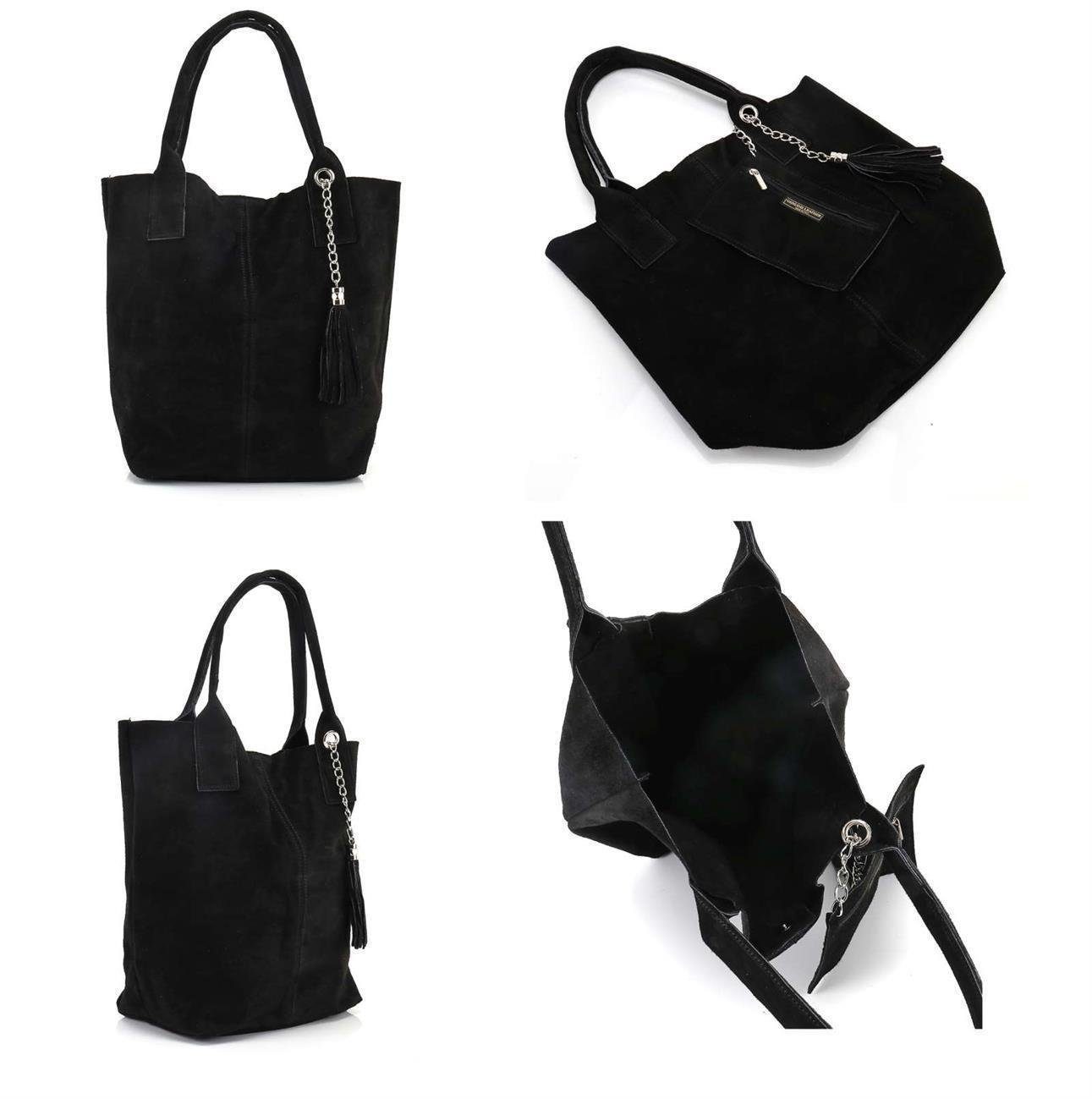 ITALYSHOP24 Schultertasche Made in Italy Damen Leder Wildleder A4 Shopper S günstig online kaufen