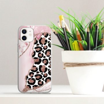 DeinDesign Handyhülle Leopard Glitzer Look Marmor Patterns and Textures Smooth Pink, Apple iPhone 12 Silikon Hülle Bumper Case Handy Schutzhülle