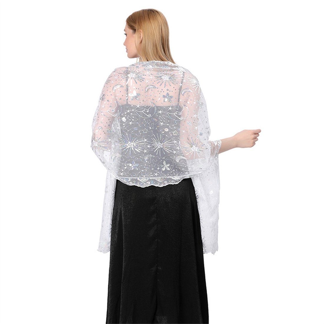 Damenmode Seidenschal, Seidenschal Schalschal Paillettenschal Abendkleid DÖRÖY