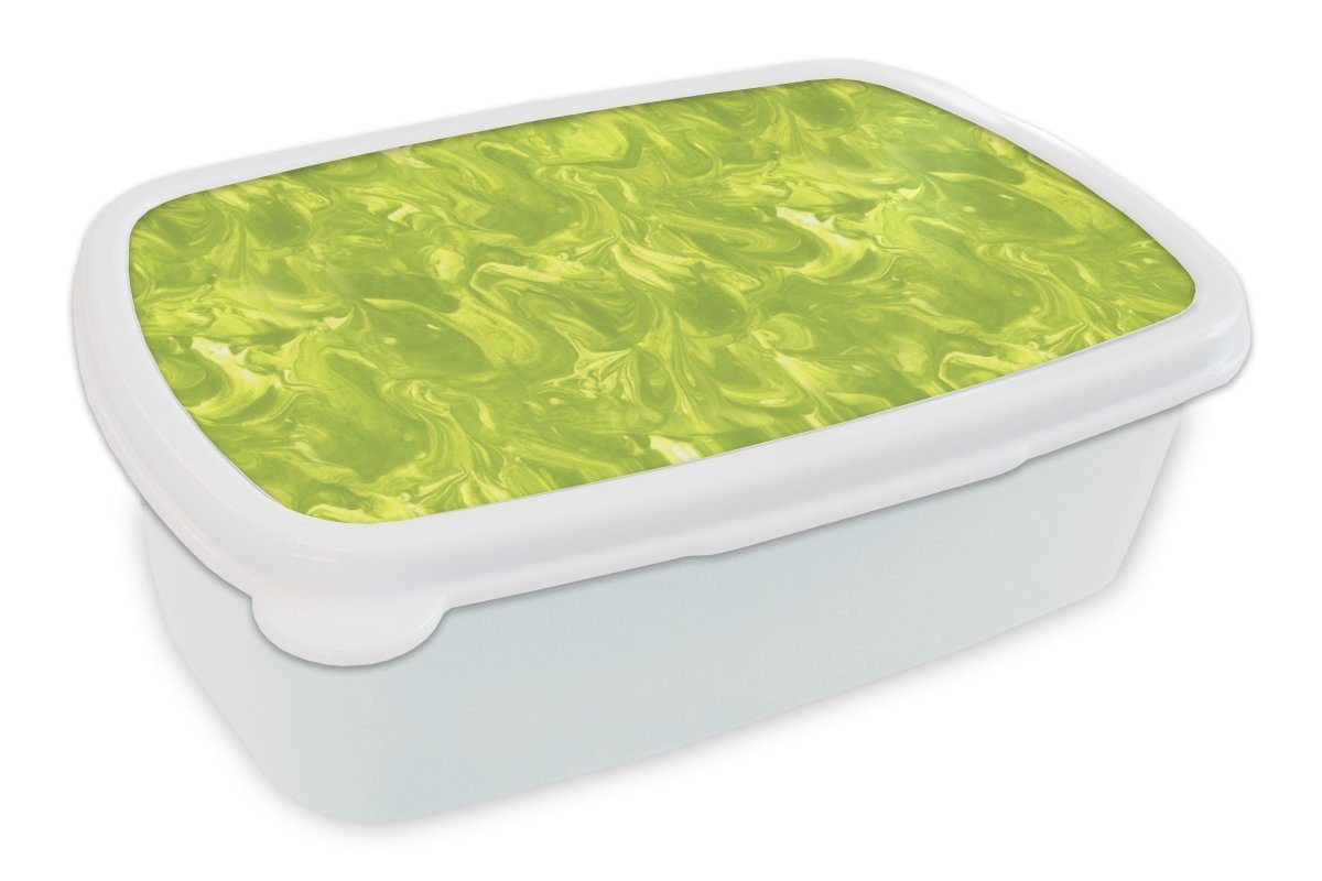 MuchoWow Lunchbox Grün - Marmor - Farbe - Design, Kunststoff, (2-tlg), Brotbox für Kinder und Erwachsene, Brotdose, für Jungs und Mädchen weiß