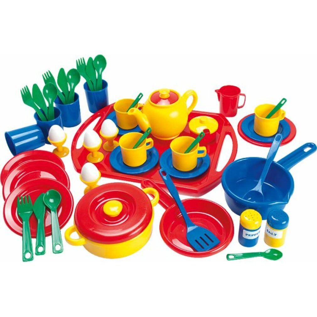 Spielgeschirr Geschirrset 57tlg. a. Kst. a.Tablett