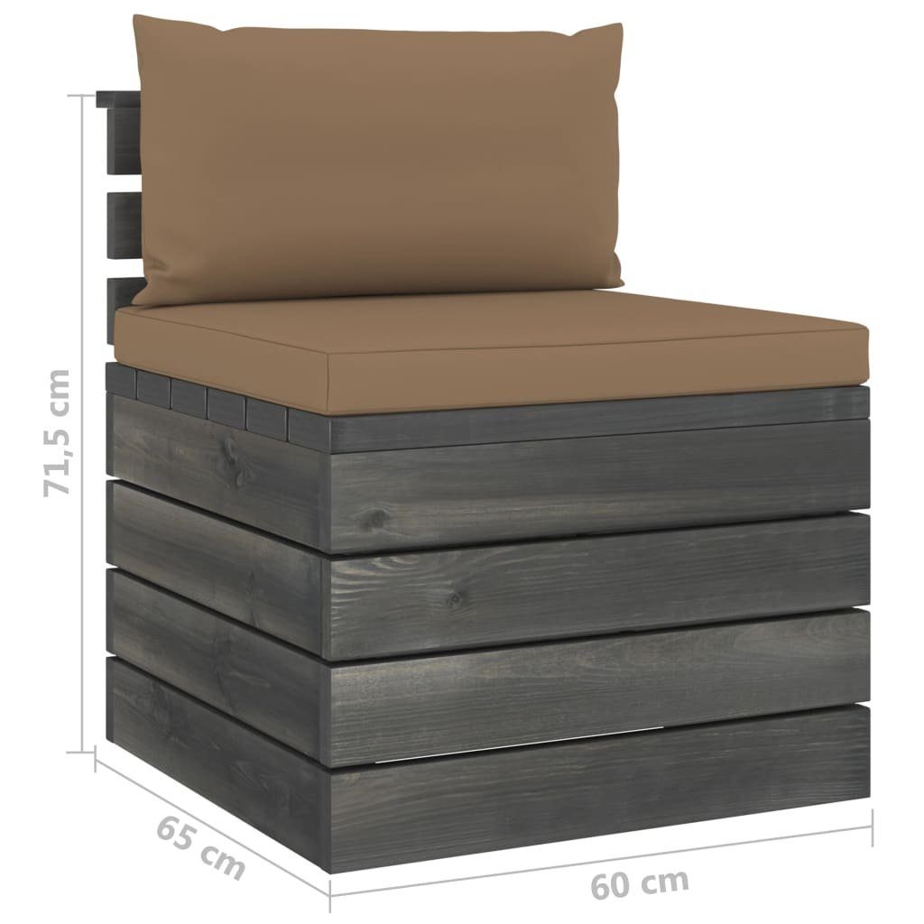 Kiefernholz, aus Taupe Kissen Garten-Sofagarnitur (7-tlg) 7-tlg. Paletten mit vidaXL Gartenlounge-Set